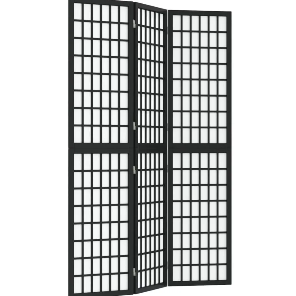 vidaXL Kamerscherm inklapbaar 3 panelen Japanse stijl 120x170 cm zwart