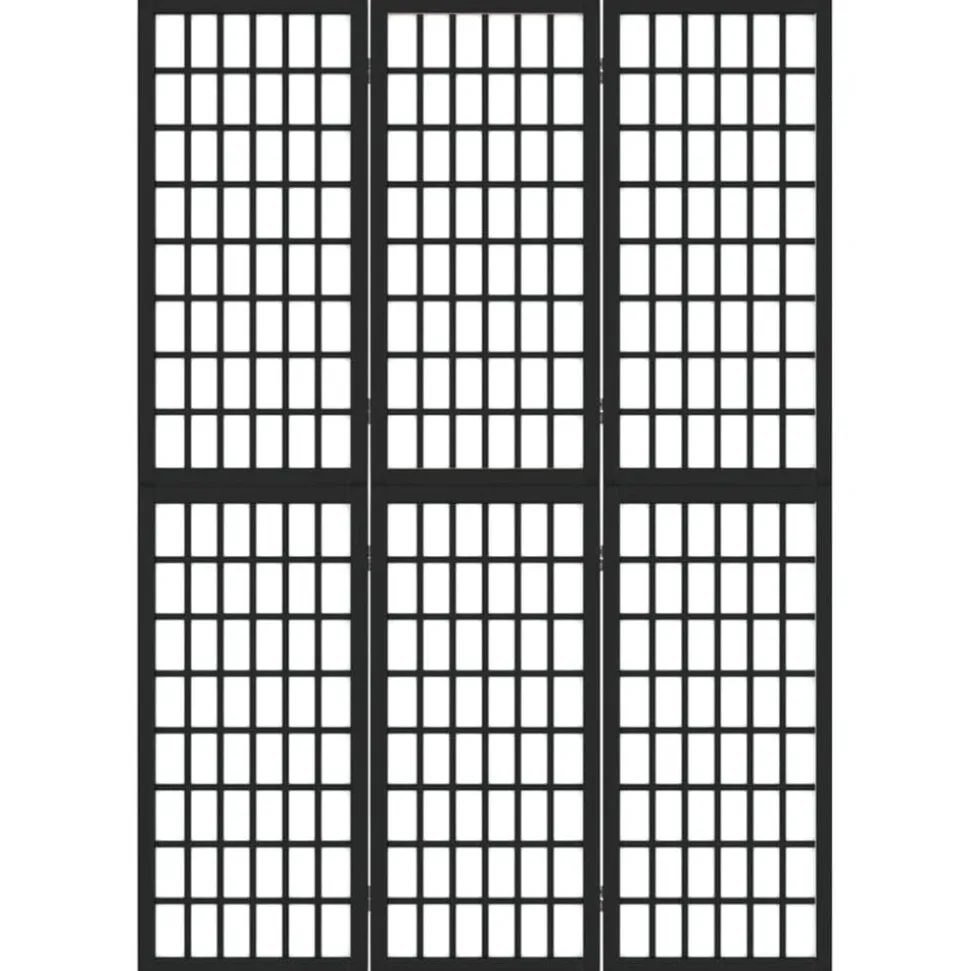 vidaXL Kamerscherm inklapbaar 3 panelen Japanse stijl 120x170 cm zwart