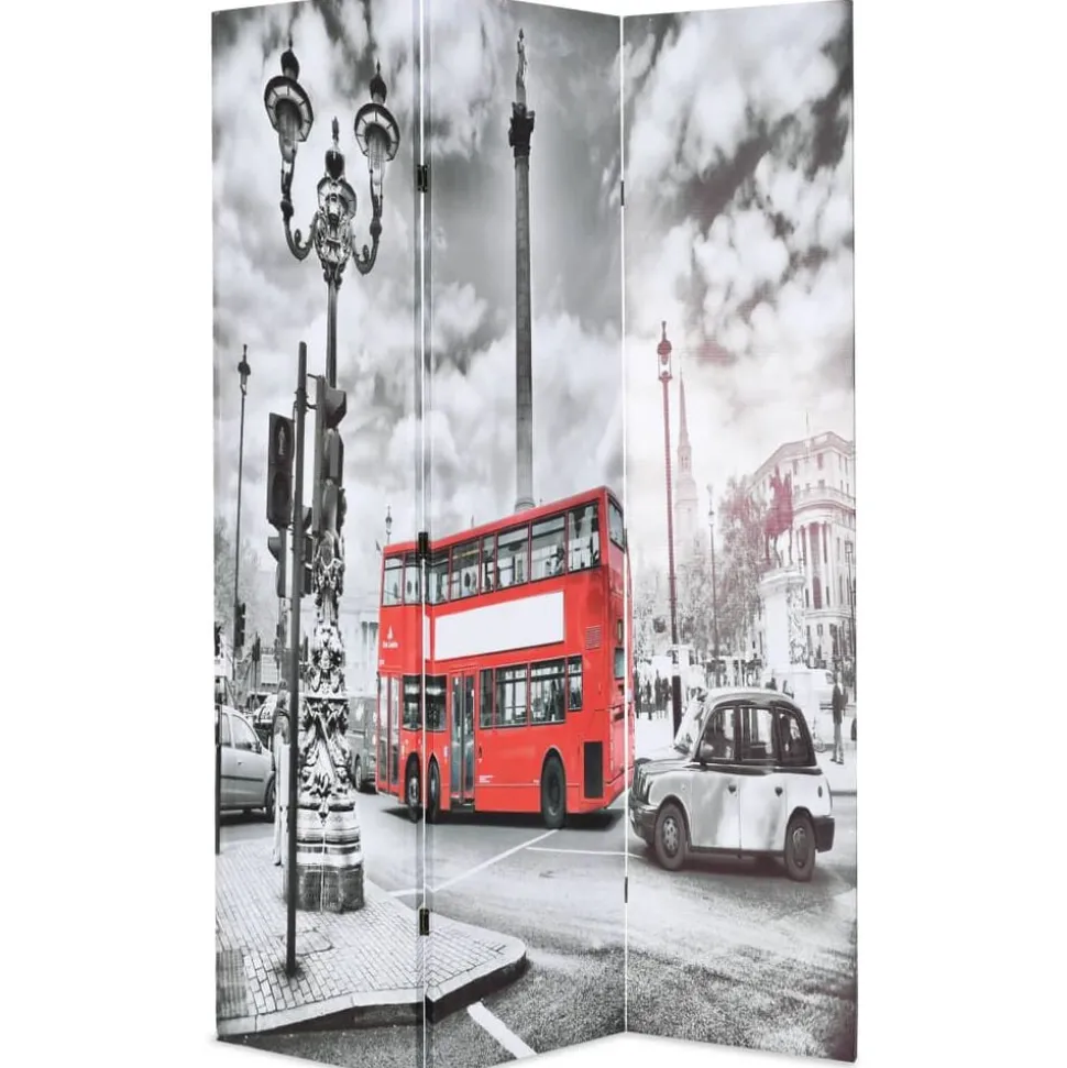 vidaXL Kamerscherm inklapbaar Londen bus 120x170 cm zwart en wit