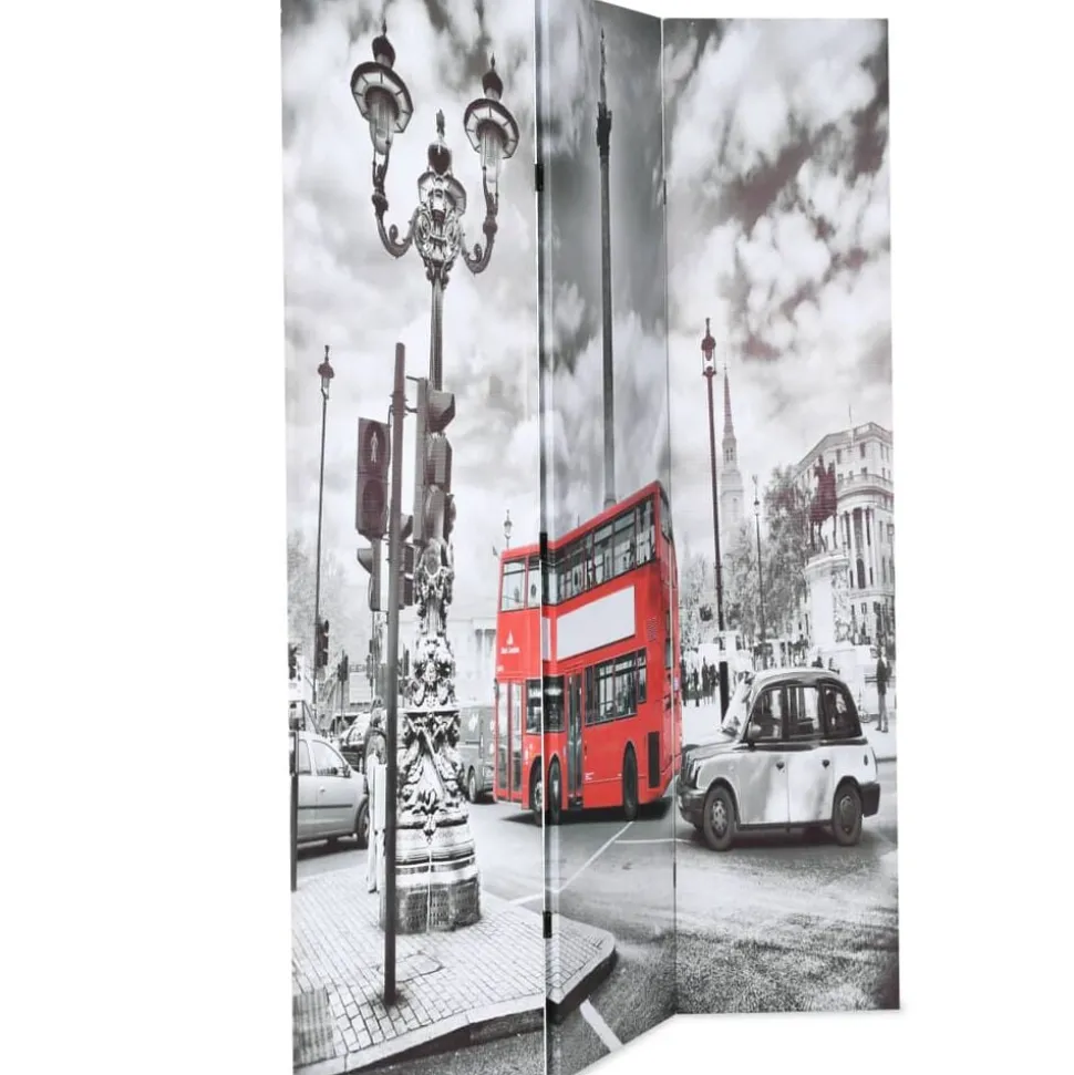 vidaXL Kamerscherm inklapbaar Londen bus 120x170 cm zwart en wit