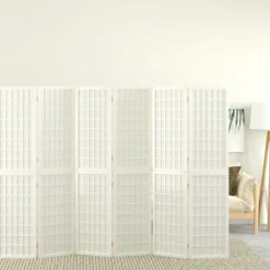 vidaXL Kamerscherm inklapbaar 6 panelen Japanse stijl 240x170 cm wit