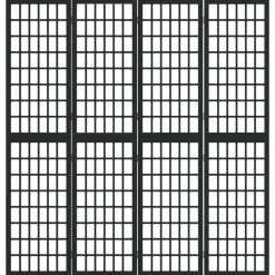 vidaXL Kamerscherm inklapbaar 4 panelen Japanse stijl 160x170 cm zwart