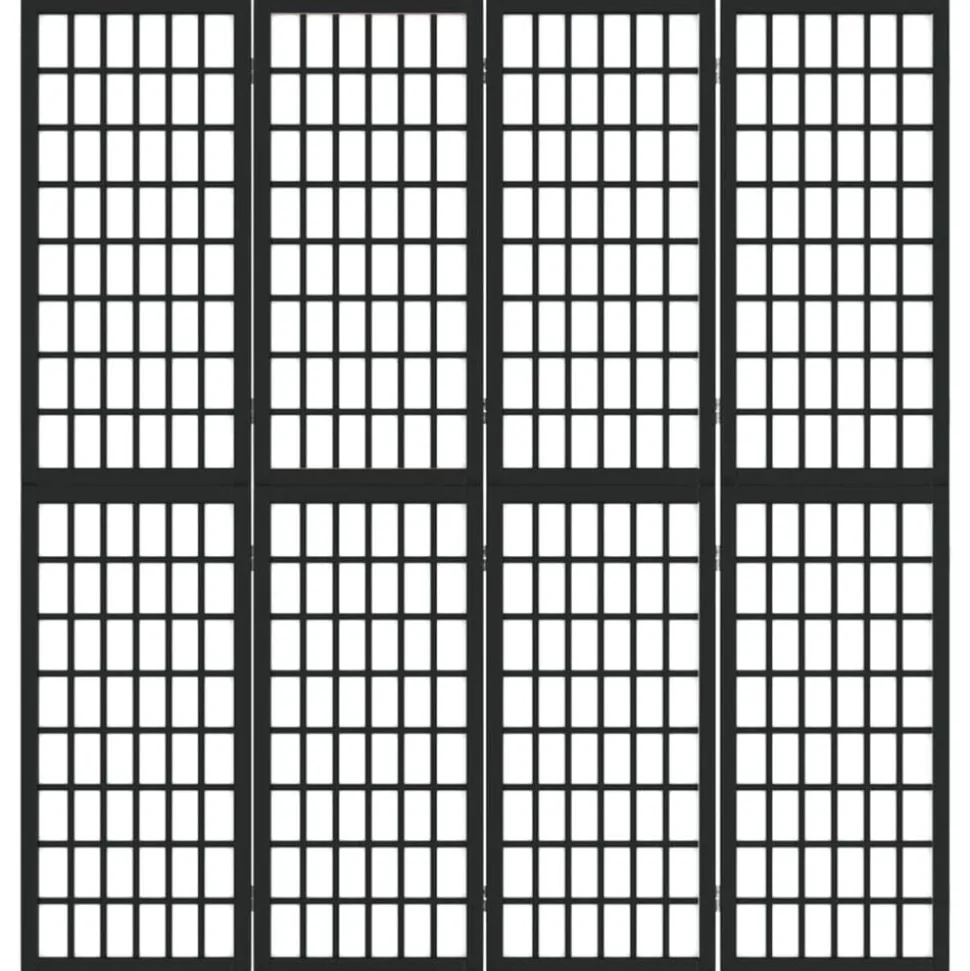 vidaXL Kamerscherm inklapbaar 4 panelen Japanse stijl 160x170 cm zwart