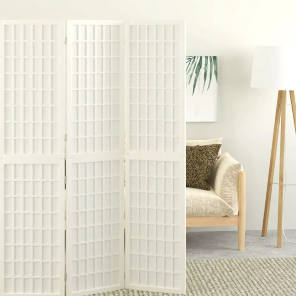 vidaXL Kamerscherm inklapbaar 3 panelen Japanse stijl 120x170 cm wit