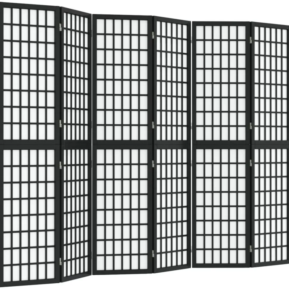 vidaXL Kamerscherm inklapbaar 6 panelen Japanse stijl 240x170 cm zwart