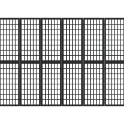 vidaXL Kamerscherm inklapbaar 6 panelen Japanse stijl 240x170 cm zwart