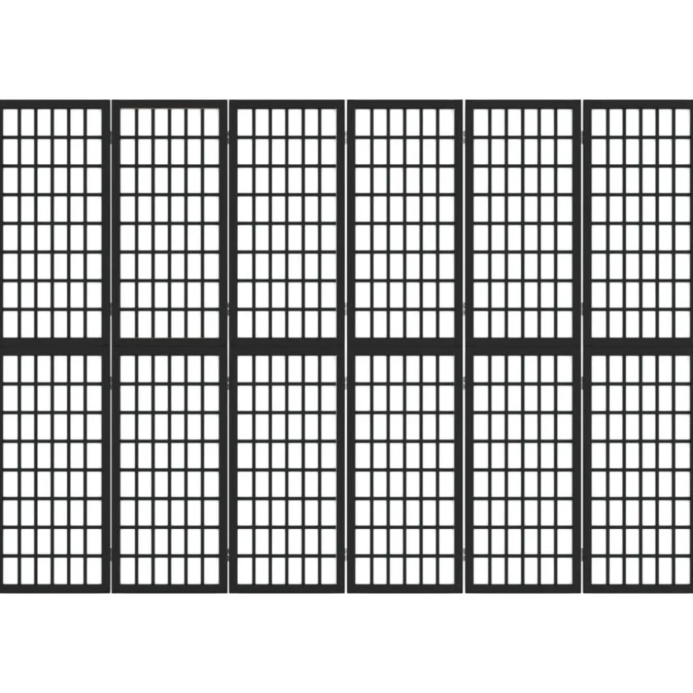 vidaXL Kamerscherm inklapbaar 6 panelen Japanse stijl 240x170 cm zwart