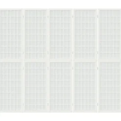vidaXL Kamerscherm inklapbaar 5 panelen Japanse stijl 200x170 cm wit