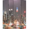 vidaXL Kamerscherm inklapbaar New York bij nacht 160x170 cm