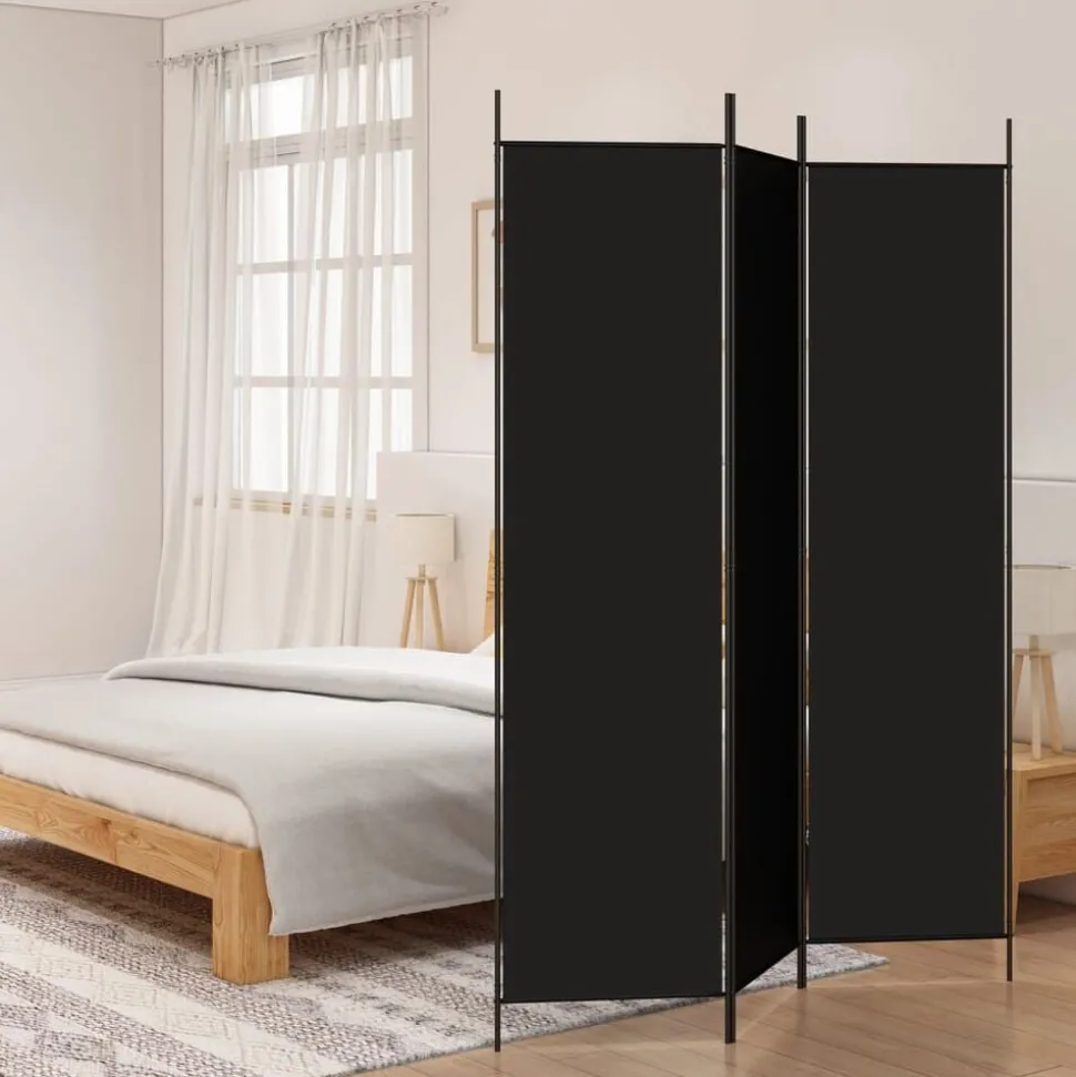 vidaXL Kamerscherm met 3 panelen 150x200 cm stof zwart