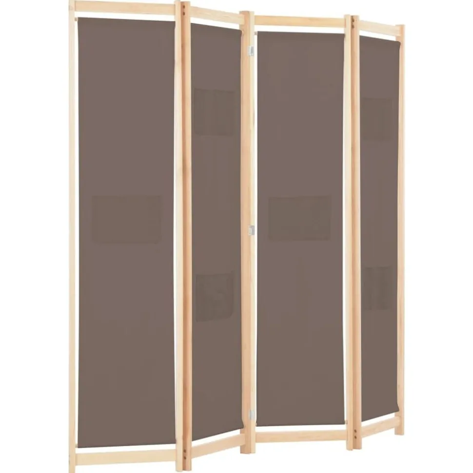 vidaXL Kamerscherm met 4 panelen 160x170x4 cm stof bruin