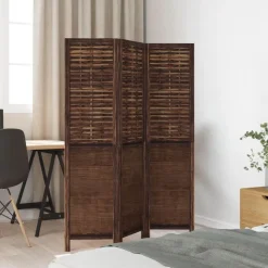 vidaXL Kamerscherm met 3 panelen massief paulowniahout donkerbruin