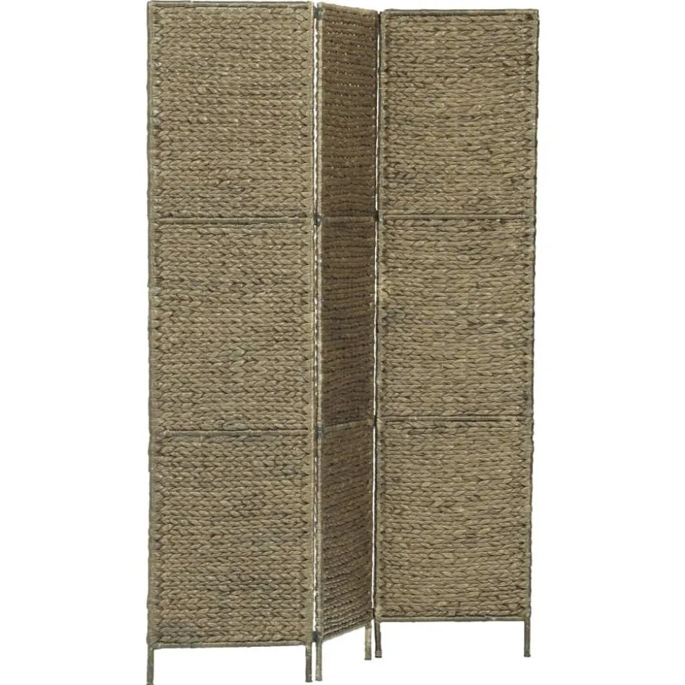 vidaXL Kamerscherm met 3 panelen 116x160 cm waterhyacint bruin