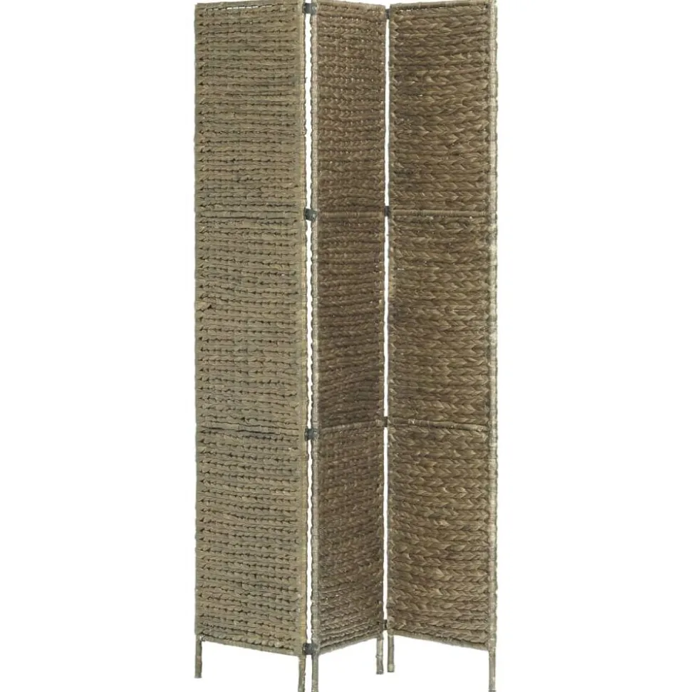 vidaXL Kamerscherm met 3 panelen 116x160 cm waterhyacint bruin