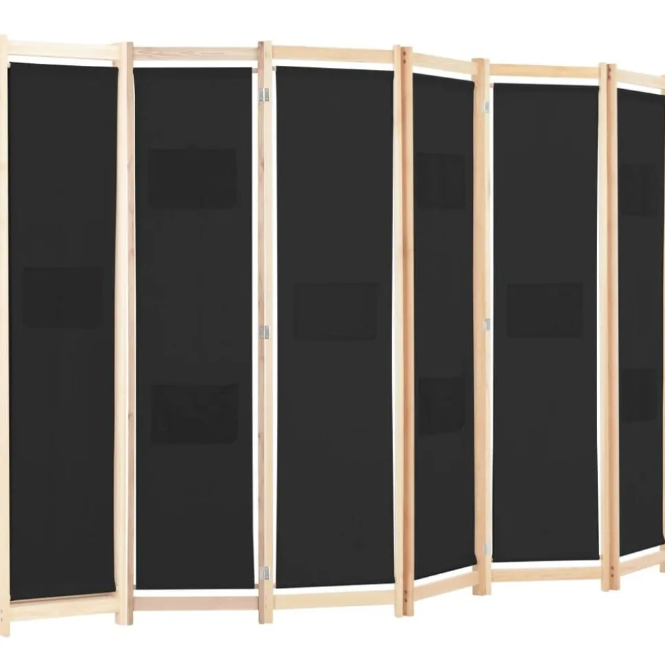 vidaXL Kamerscherm met 6 panelen 240x170x4 cm stof zwart
