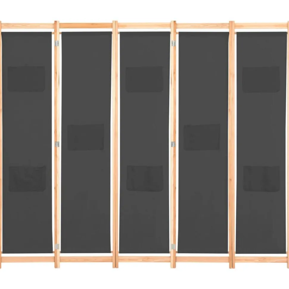 vidaXL Kamerscherm met 5 panelen 200x170x4 cm stof grijs
