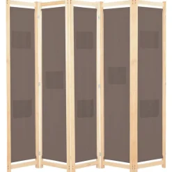 vidaXL Kamerscherm met 5 panelen 200x170x4 cm stof bruin