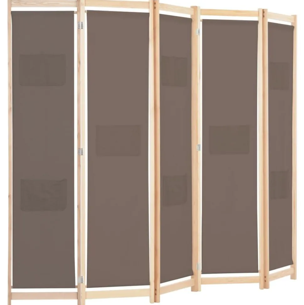 vidaXL Kamerscherm met 5 panelen 200x170x4 cm stof bruin