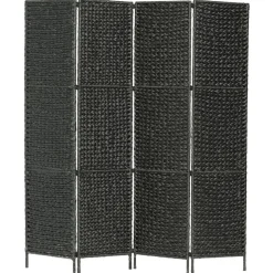 vidaXL Kamerscherm met 4 panelen 154x160 cm waterhyacint zwart