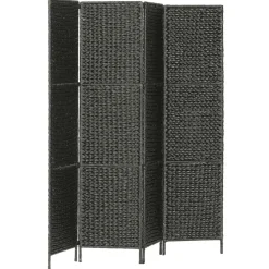 vidaXL Kamerscherm met 4 panelen 154x160 cm waterhyacint zwart