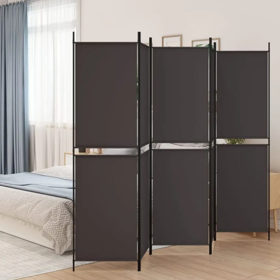 vidaXL Kamerscherm met 5 panelen 250x200 cm stof bruin