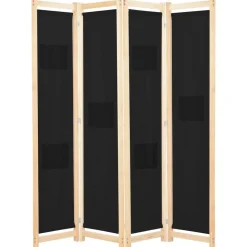 vidaXL Kamerscherm met 4 panelen 160x170x4 cm stof zwart