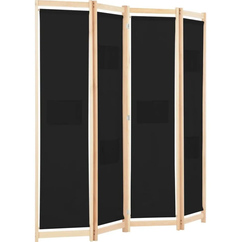 vidaXL Kamerscherm met 4 panelen 160x170x4 cm stof zwart