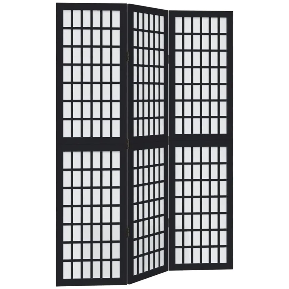 vidaXL Kamerscherm met 3 panelen massief paulowniahout zwart