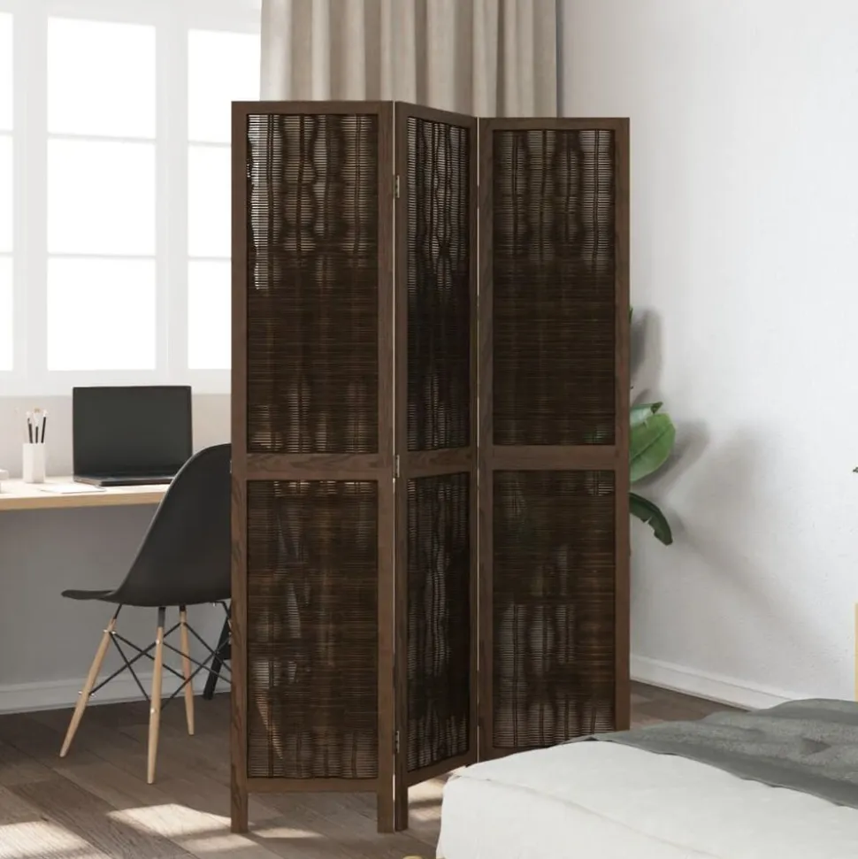 vidaXL Kamerscherm met 3 panelen massief paulowniahout donkerbruin