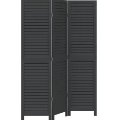vidaXL Kamerscherm met 3 panelen massief paulowniahout zwart