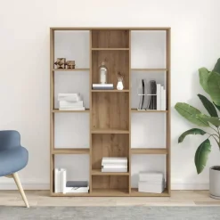 vidaXL Kamerscherm/boekenkast 100x24x140 cm bewerkt hout eikenkleurig