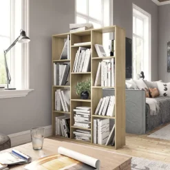 vidaXL Kamerscherm/boekenkast 100x24x140 cm bewerkt hout eikenkleurig