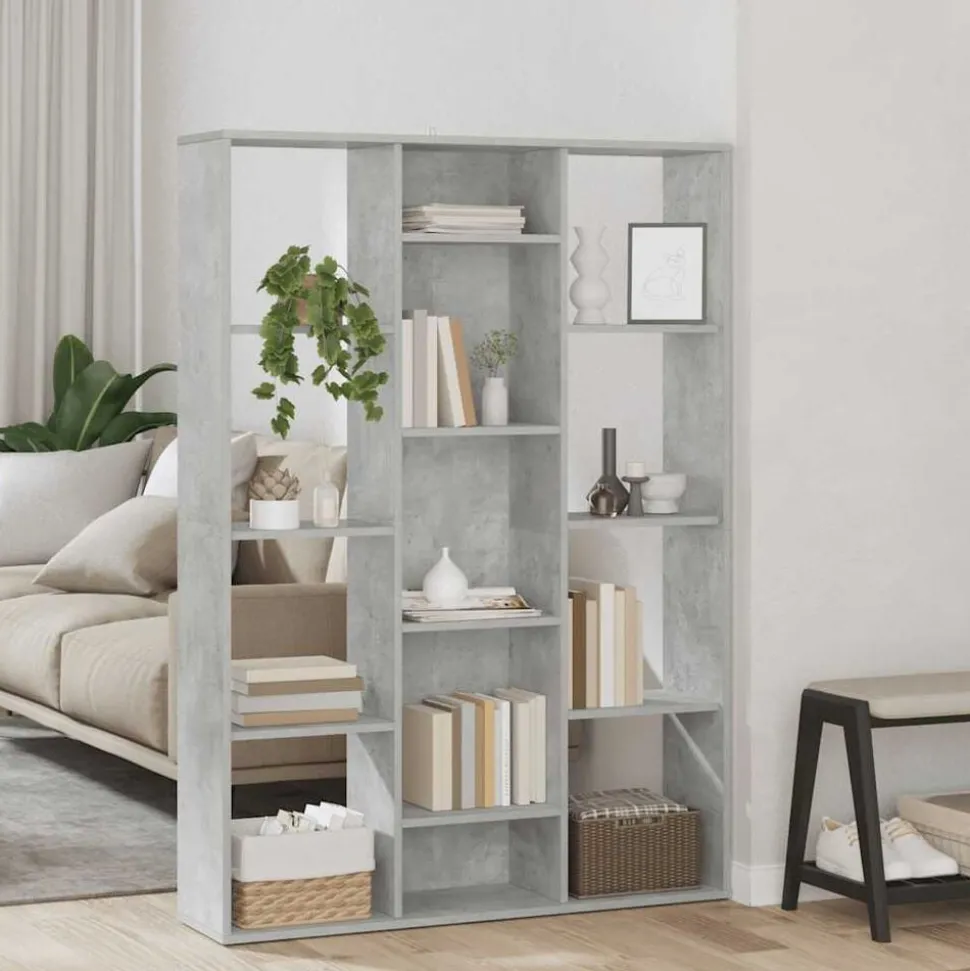 vidaXL Kamerscherm/boekenkast 100x24x140 cm bewerkt hout betongrijs