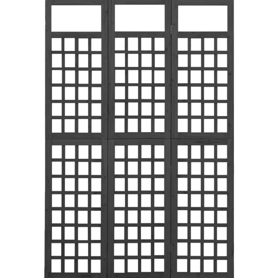 vidaXL Kamerscherm/trellis met 3 panelen 121x180 cm vurenhout zwart