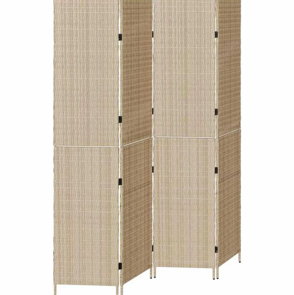 vidaXL Kamerverdeler Beige 195 x 180 cm poly rattan