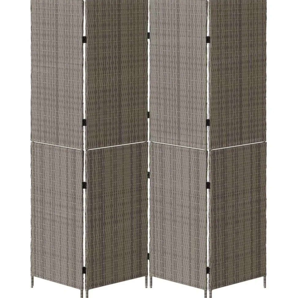 vidaXL Kamerverdeler Grijs 195 x 180 cm poly rattan