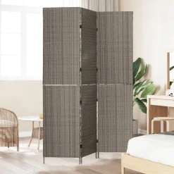 vidaXL Kamerverdeler Grijs 146 x 180 cm poly rattan