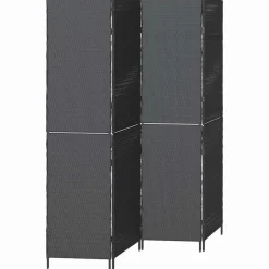 vidaXL Kamerverdeler Zwart 195 x 180 cm poly rattan