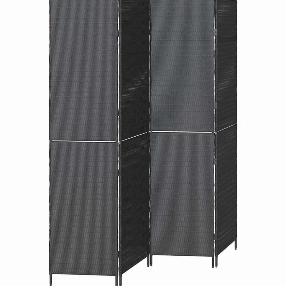 vidaXL Kamerverdeler Zwart 195 x 180 cm poly rattan