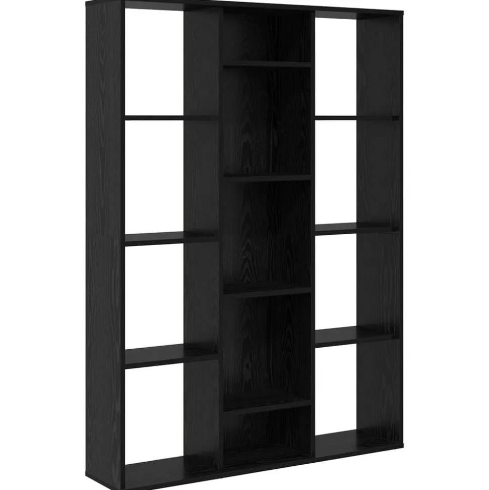 vidaXL Kamerverdeler Zwart Eiken 100 x 24 x 140 cm Bewerkt hout