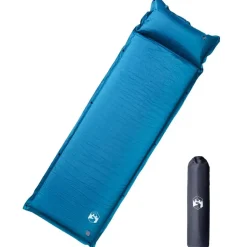 vidaXL Kampeermatras met kussen zelfopblazend 1-persoons turquoise