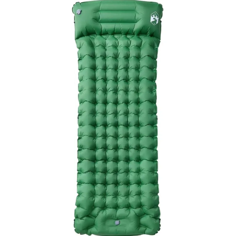 vidaXL Kampeermatras met kussen zelfopblazend 1-persoons groen