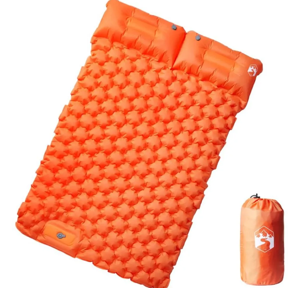 vidaXL Kampeermatras met kussens zelfopblazend 2-persoons oranje
