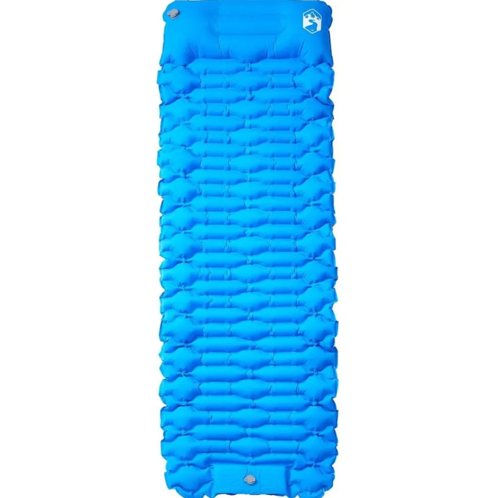 vidaXL Kampeermatras met kussen zelfopblazend 1-persoons blauw