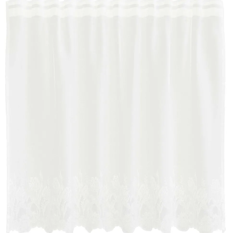 vidaXL Kantgordijn met gordijnen Bloemen Wit 80 x 150 cm Polyester