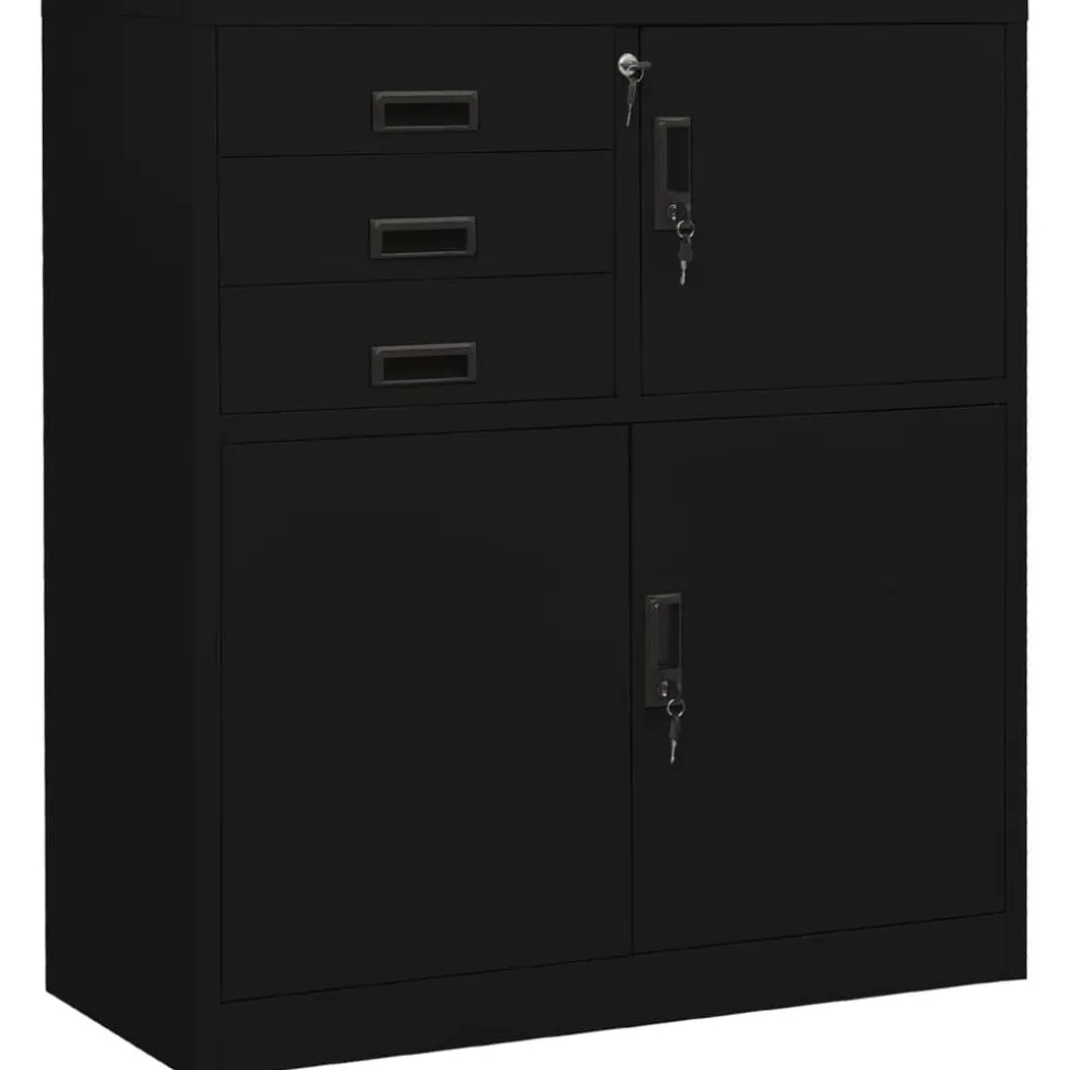 vidaXL Kantoorkast 90x40x102 cm staal zwart