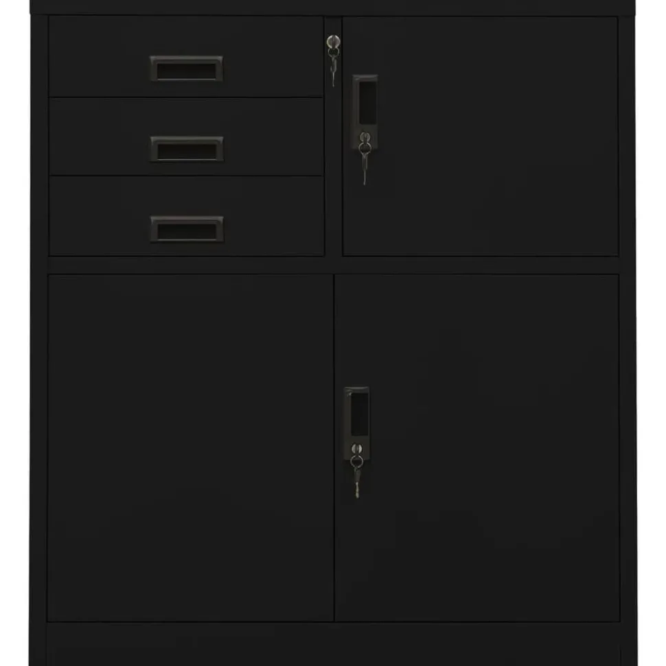 vidaXL Kantoorkast 90x40x102 cm staal zwart