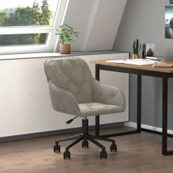 vidaXL Kantoorstoel draaibaar fluweel lichtgrijs