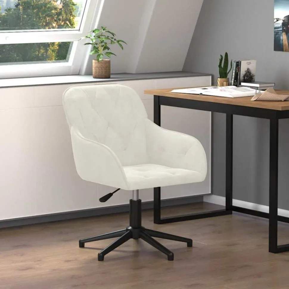vidaXL Kantoorstoel draaibaar fluweel crèmekleurig