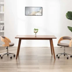 vidaXL Kantoorstoel draaibaar gebogen hout en stof taupe